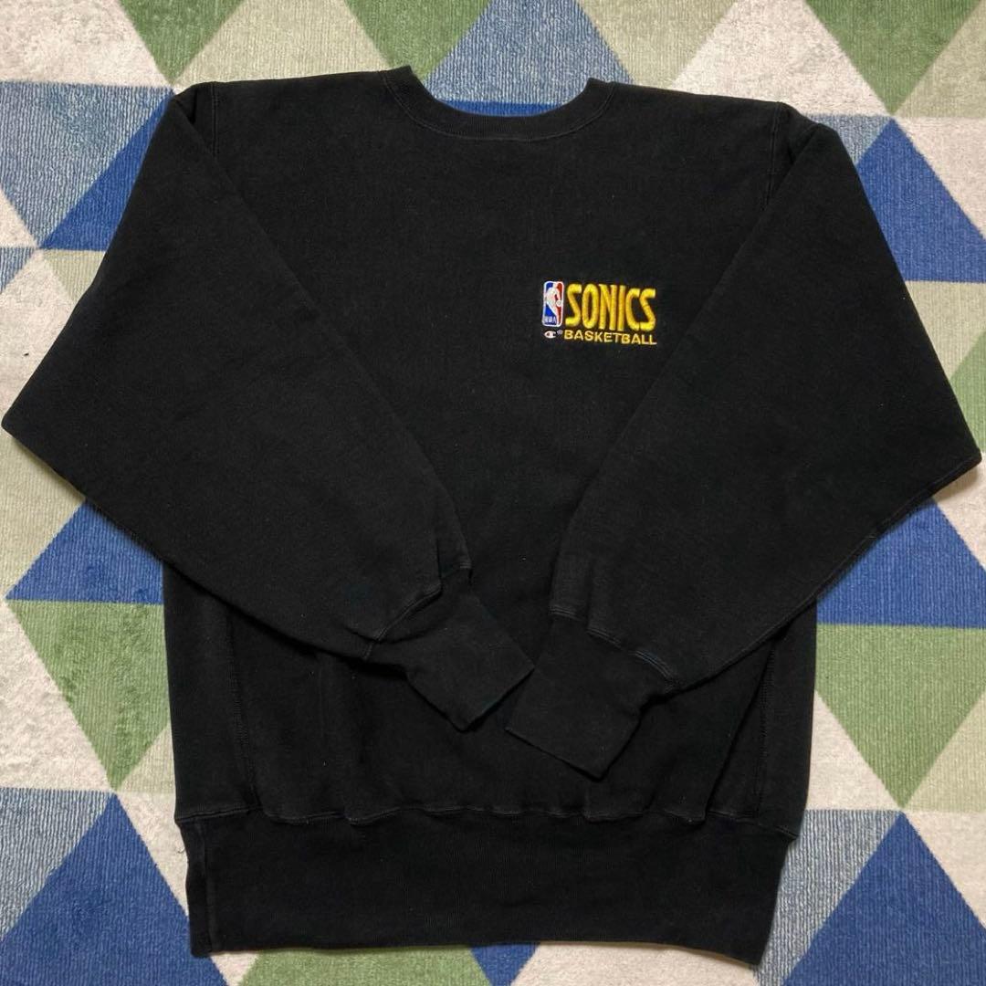 90s Champion NBAブラック レジ目リバースウィーブ刺繍タグXL