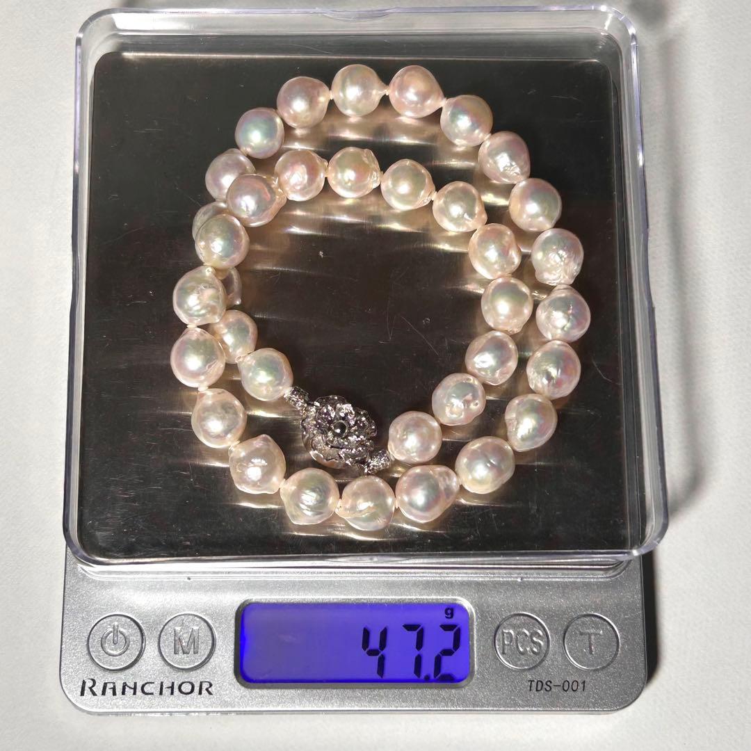 【テリ強✨超大珠】あこや本真珠 ネックレス バロック 9.4〜10.2mm