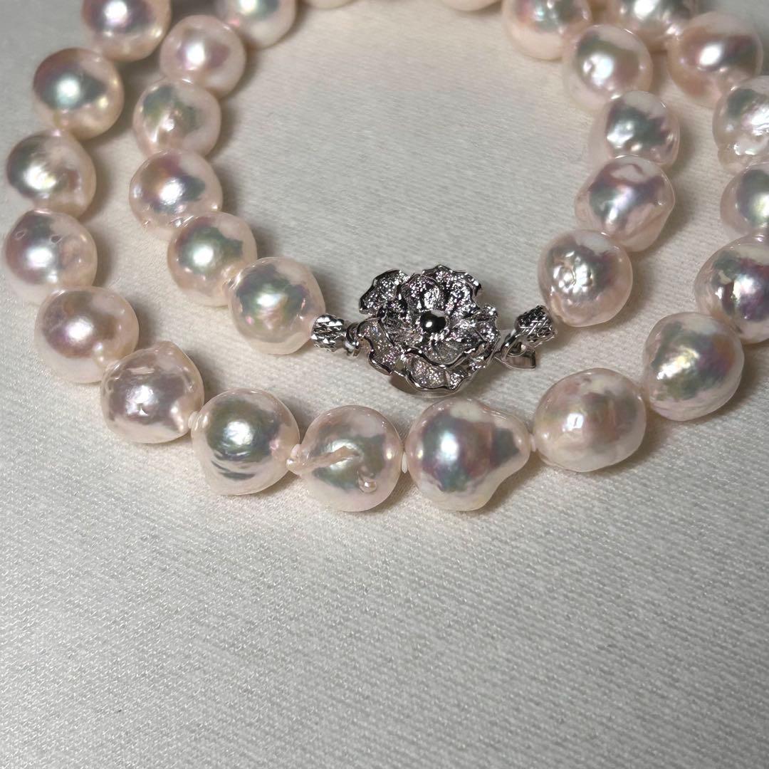 【テリ強✨超大珠】あこや本真珠 ネックレス バロック 9.4〜10.2mm