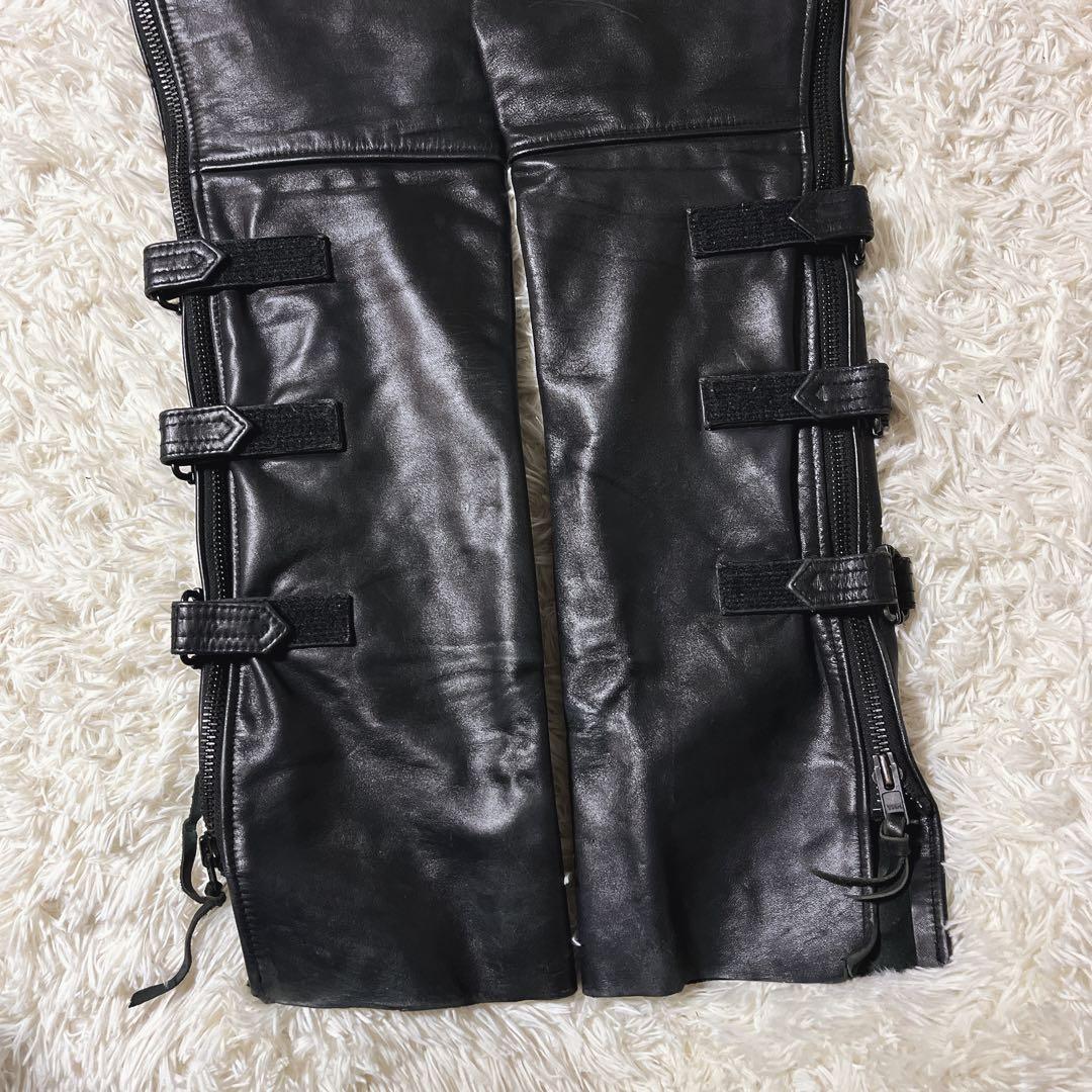 カドヤ　KADOYA 黒レザー チャップス キルティングデザイン バイク