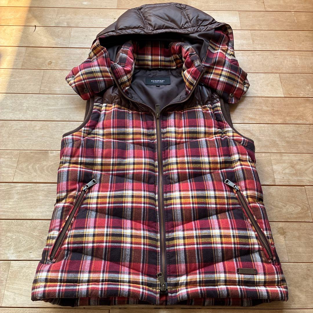BURBERRY BLACK LABEL メンズチェック柄ダウンベスト M