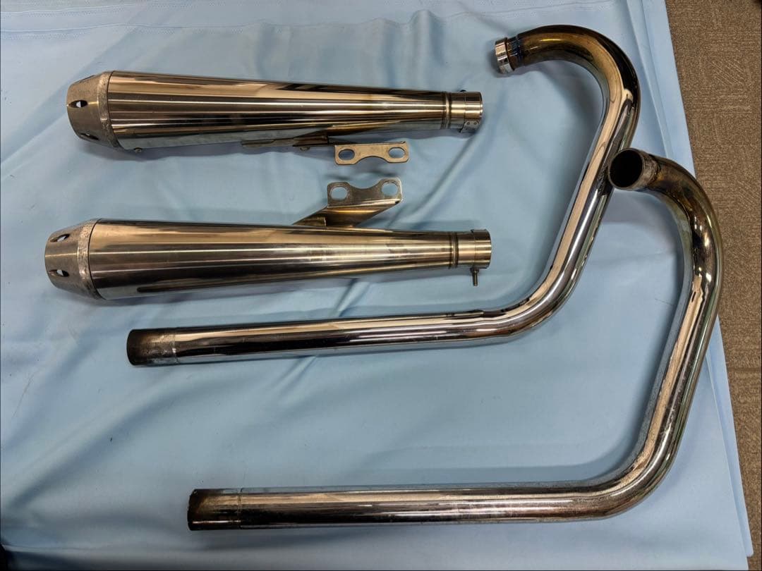 W650 社外マフラー左右セット エキパイ付 メーカー不明