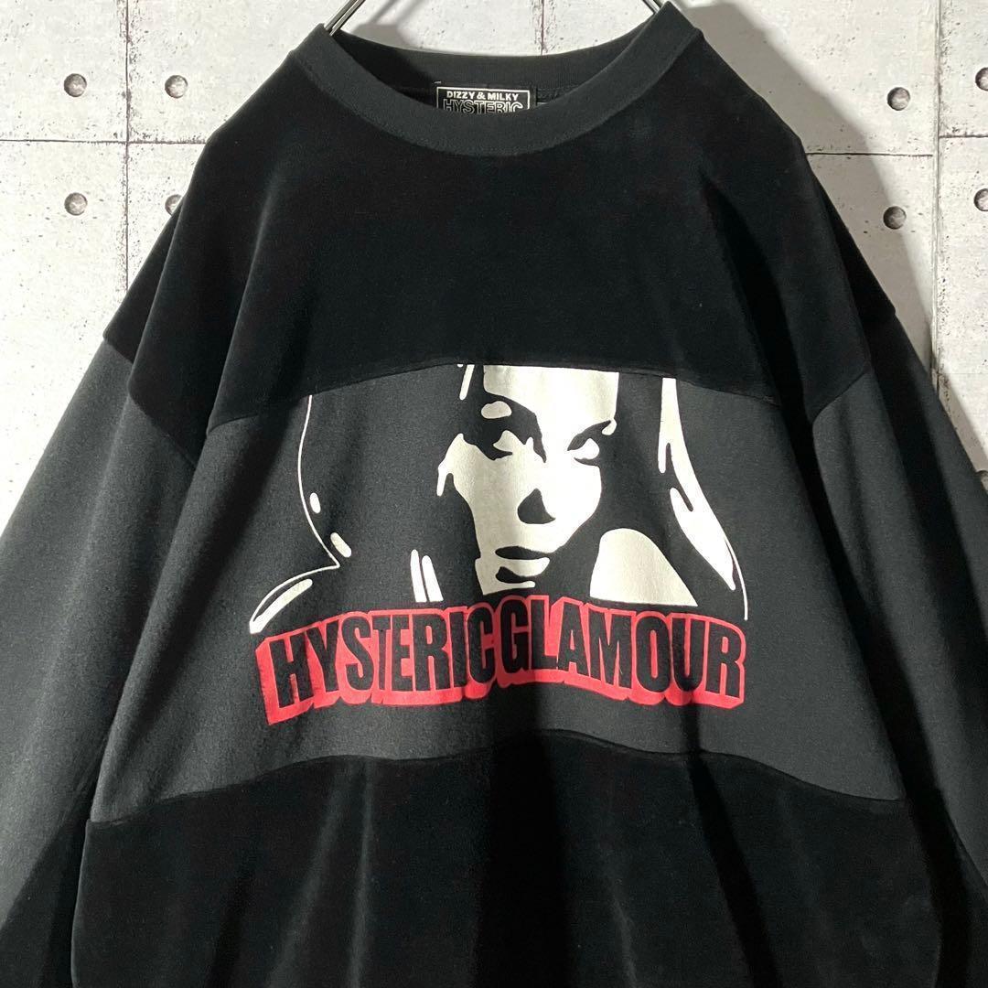 【美品】ヒステリックグラマー☆ベロア切替えトレーナー希少Lブラック