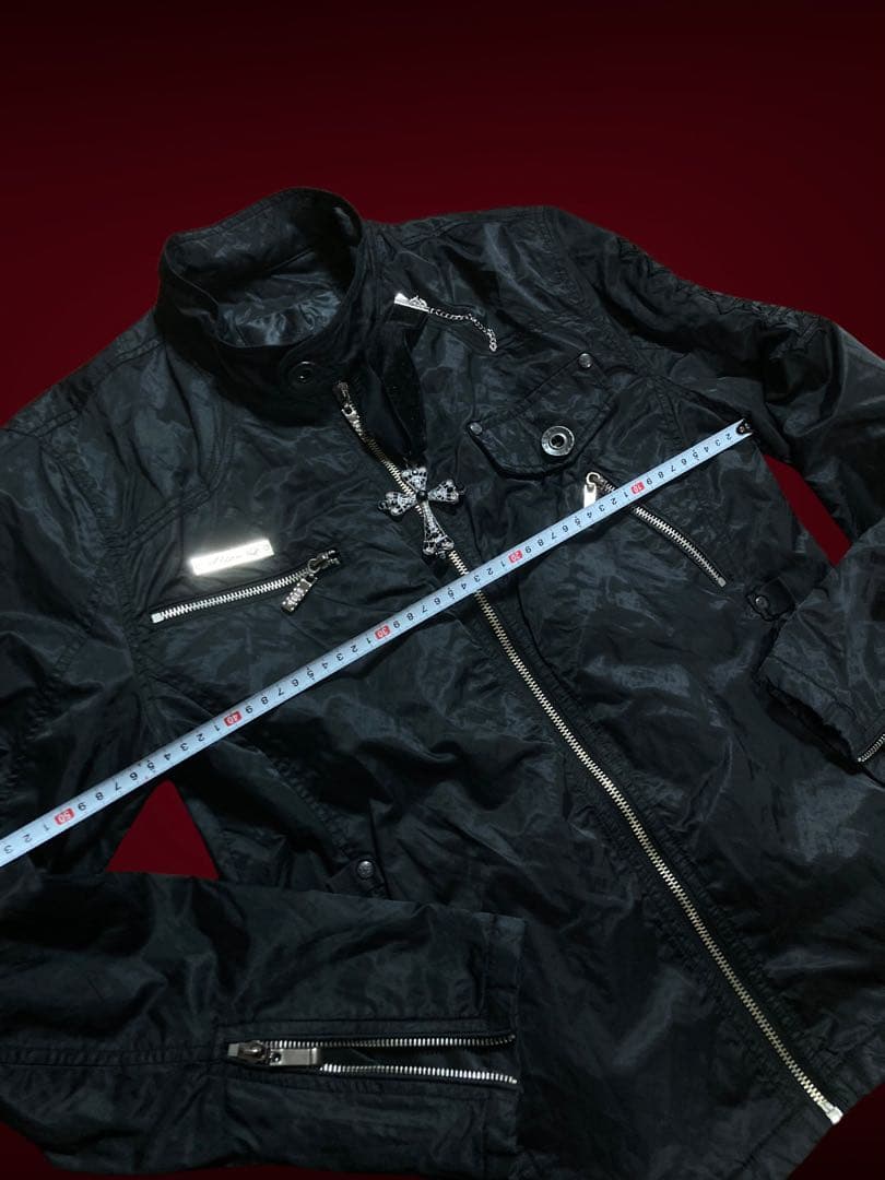 y2k刺繍ドクロ英字フェアリーグランジライダースパンクロックミリタリー黒ゴシック