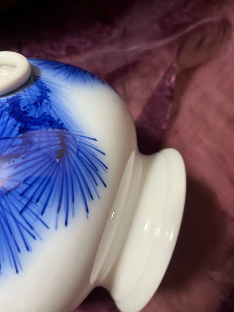 オールド香蘭社　染錦老松紋　耳付き花瓶　花瓶