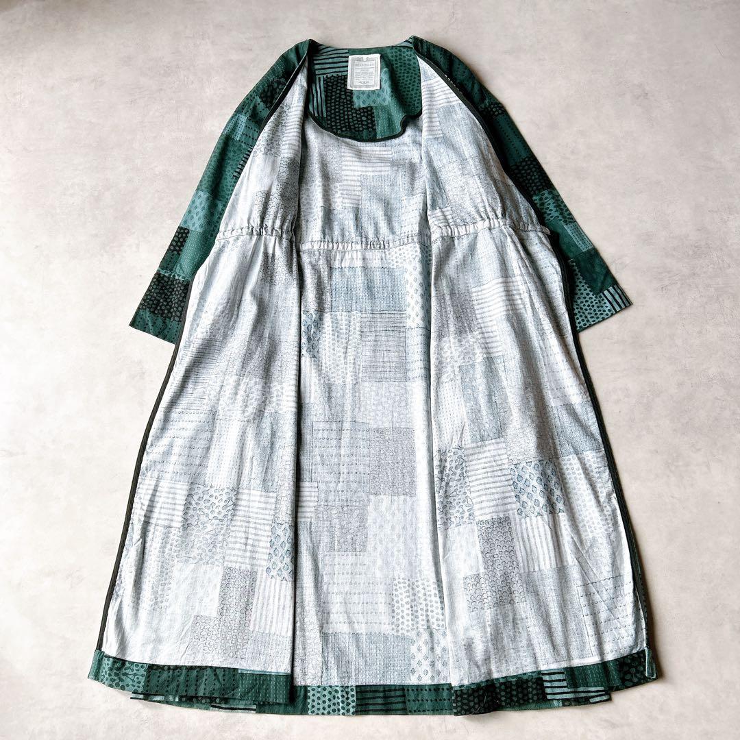 ビアズリー　パッチワーク柄　カシュクール　ワンピース コットン　羽織り ガウン