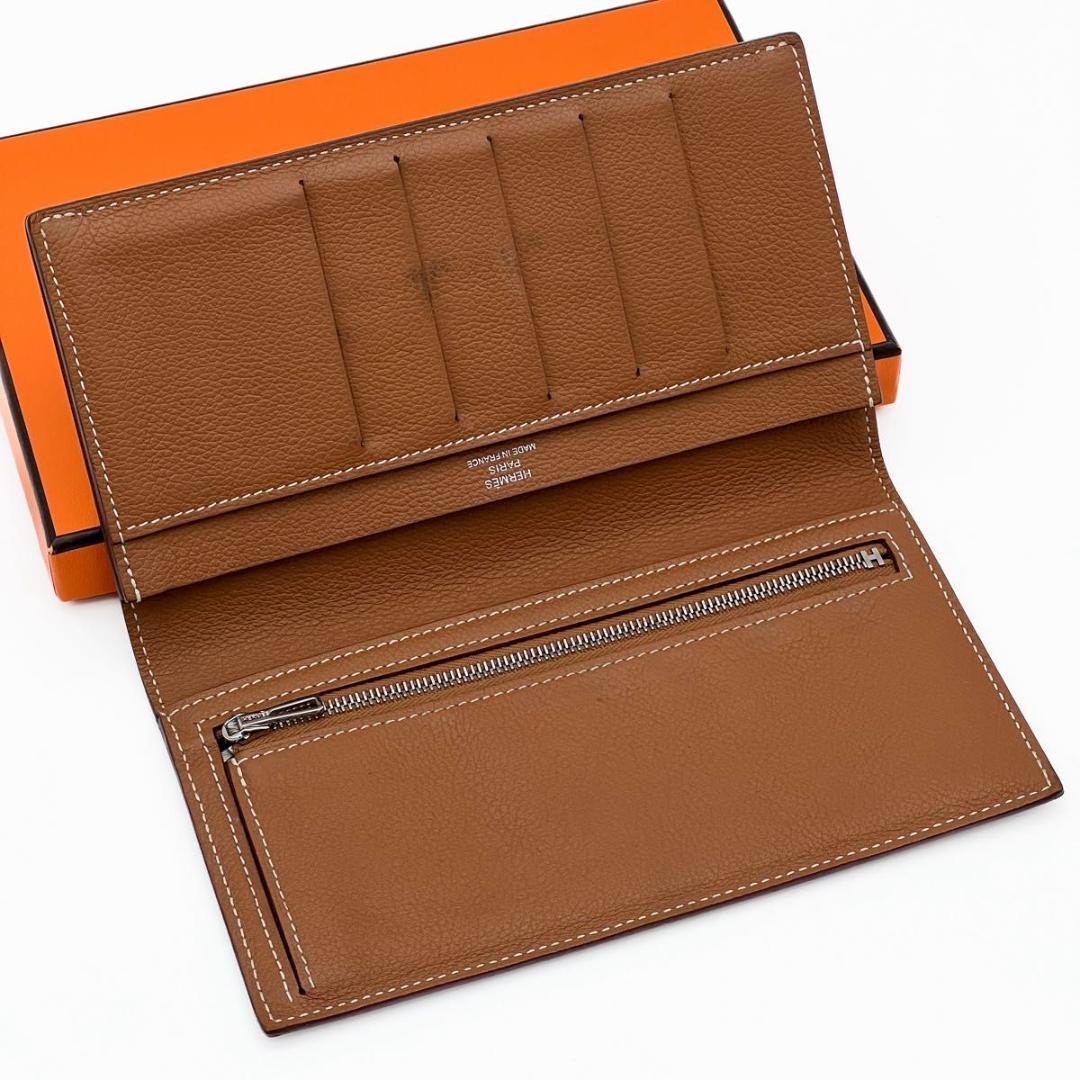 【美品 箱付き】エルメス シチズン ツイル ロング シルクイン 長財布 ブラウン