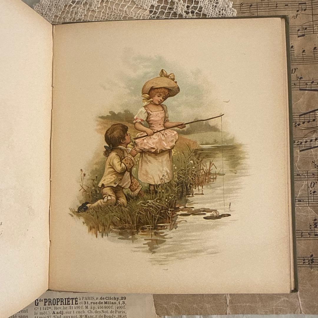 稀少アンティーク美しい挿絵のヴィクトリアン絵本　洋書ジャンクジャーナル古書