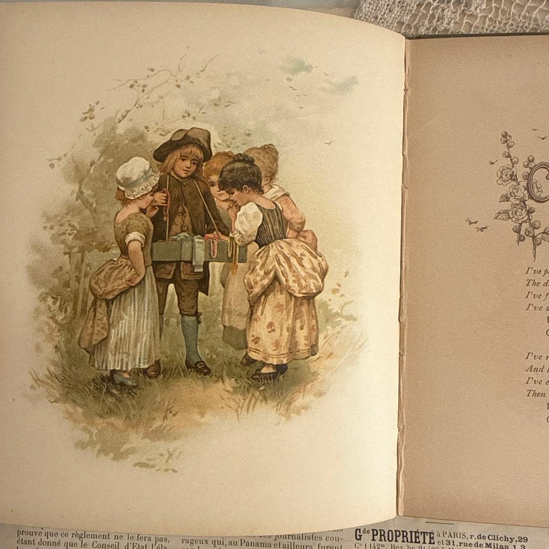 稀少アンティーク美しい挿絵のヴィクトリアン絵本　洋書ジャンクジャーナル古書