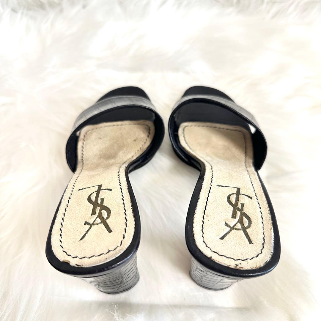 未使用級✨イヴ・サンローラン ミュール パンプス ヒール クロコ イタリア製