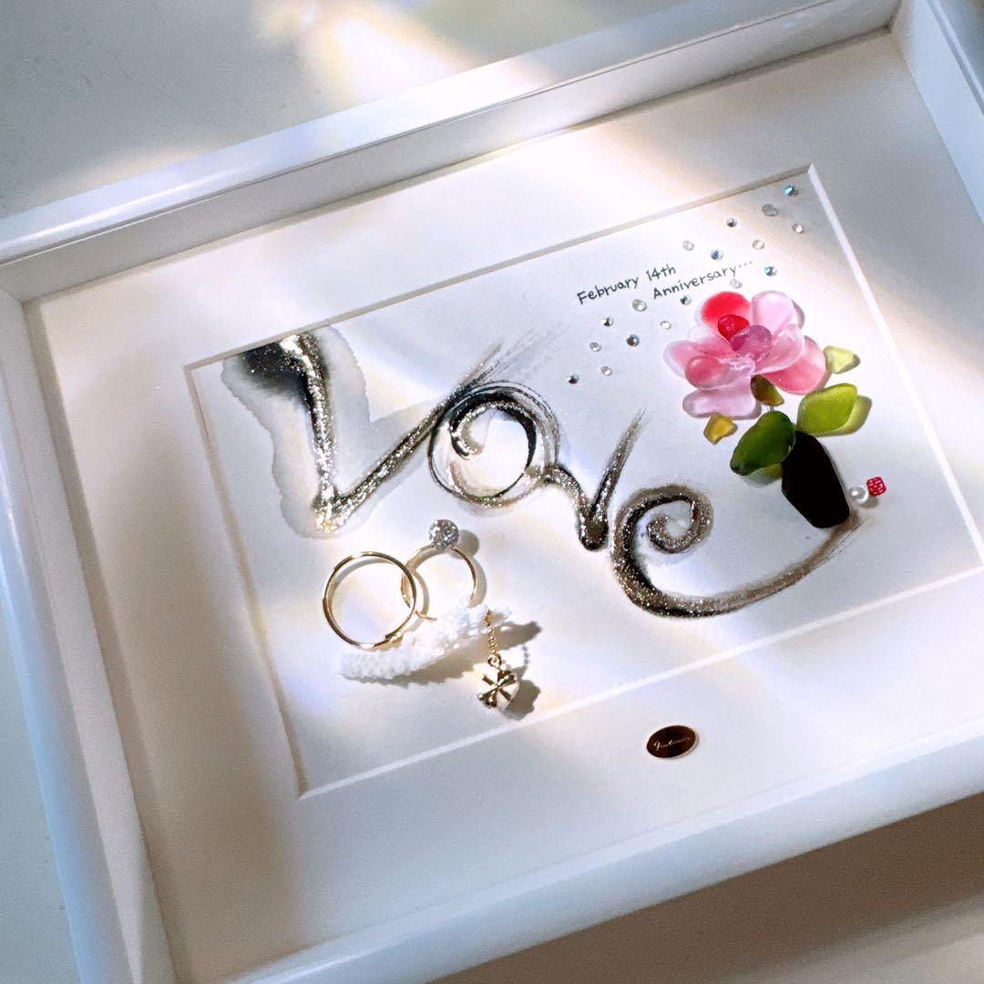 ꫛꫀꪝ✧‧「Rose」薔薇＆ピンキーリング シーグラスアート レアカラー お祝い