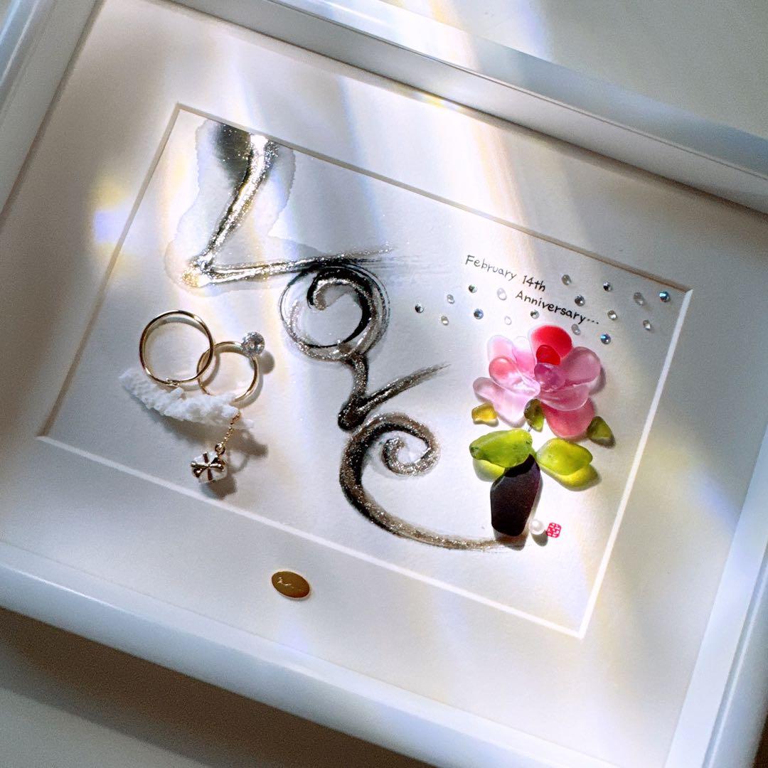 ꫛꫀꪝ✧‧「Rose」薔薇＆ピンキーリング シーグラスアート レアカラー お祝い