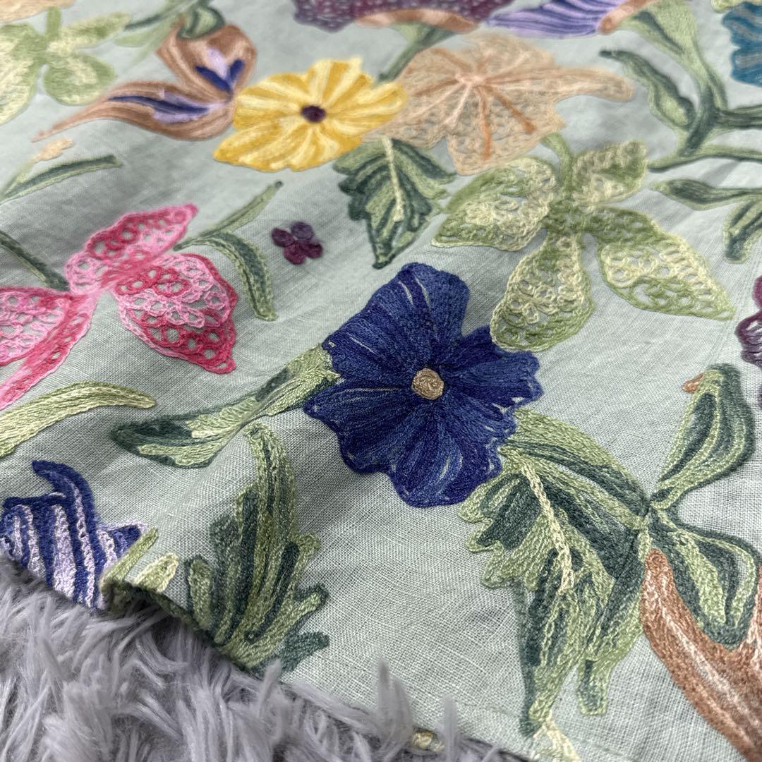 未使用✨希少✨シビラ フラワー刺繍フレアワンピース リネン 総柄 ノースリーブ