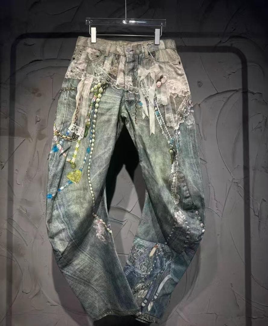 Acne Studios最アートデザイン デニムパンツ