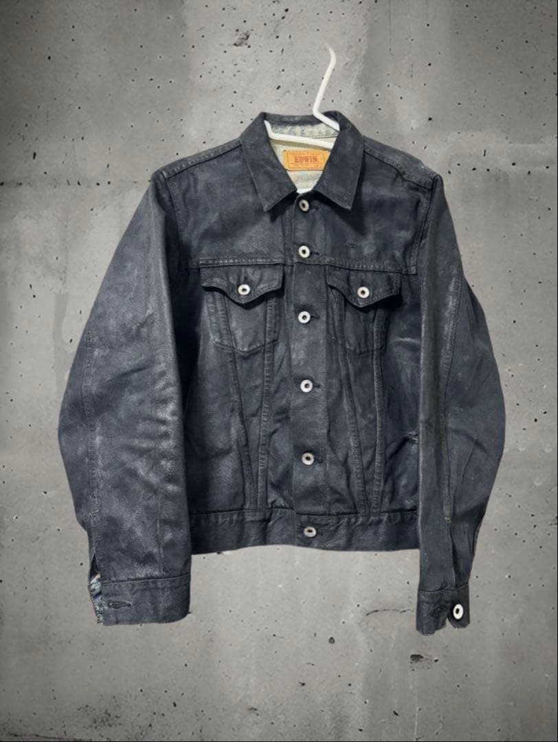 ジャケット・アウター archive coating denim jacket black opium