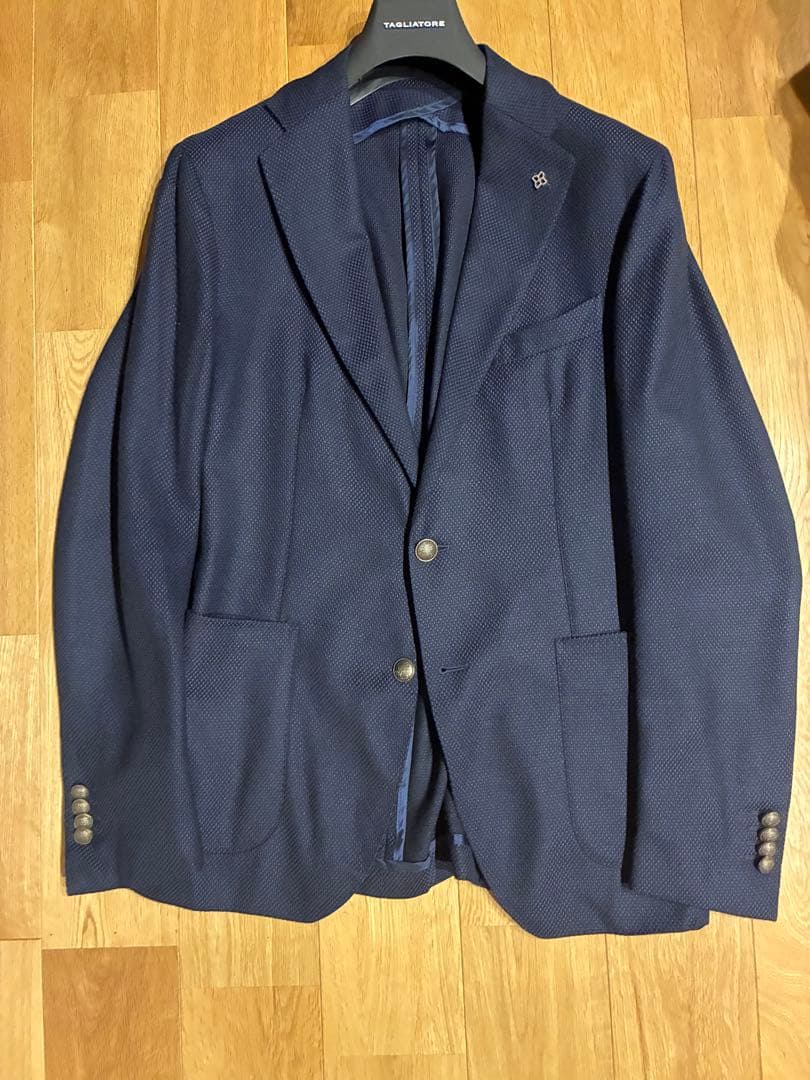 TAGLIATORE タリアトーレ　カシミヤ混 ホップサック ネイビーブレザー