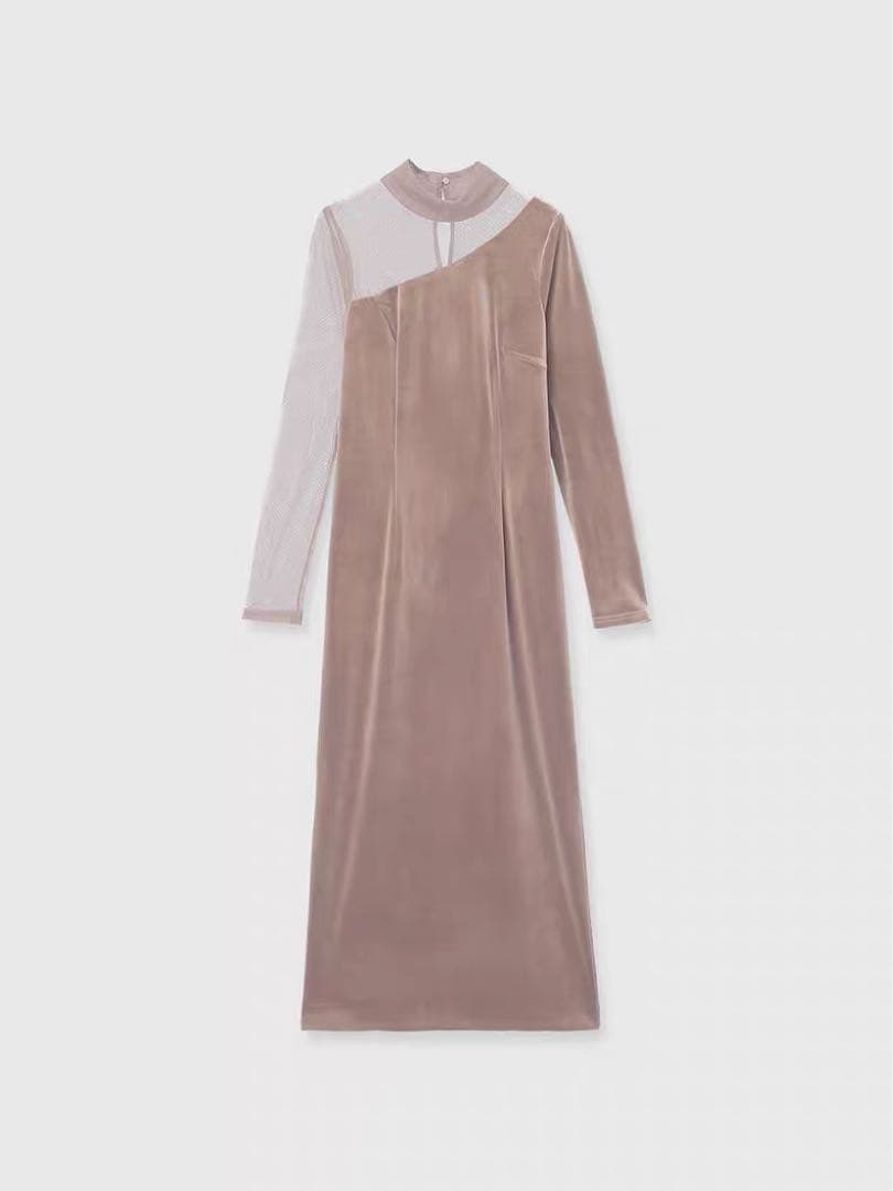 新品 アニュアンス シアーコンビ タイトワンピース ピンク