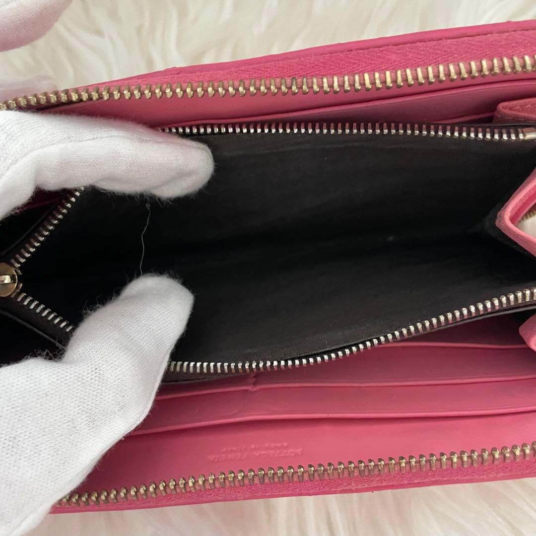 BOTTEGA ボッテガヴェネタ 財布 イントレチャート ファスナー ピンク