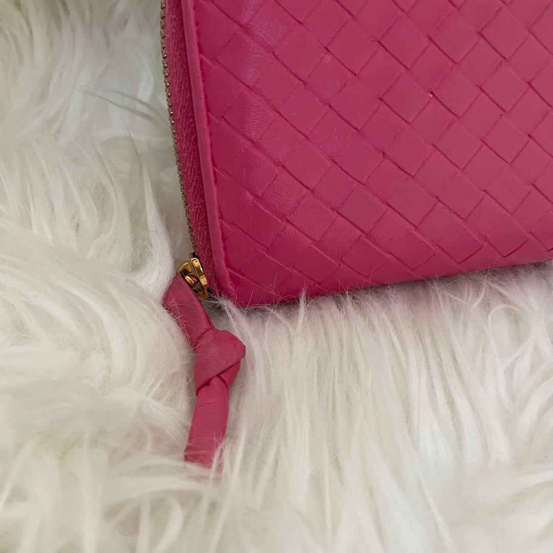 BOTTEGA ボッテガヴェネタ 財布 イントレチャート ファスナー ピンク