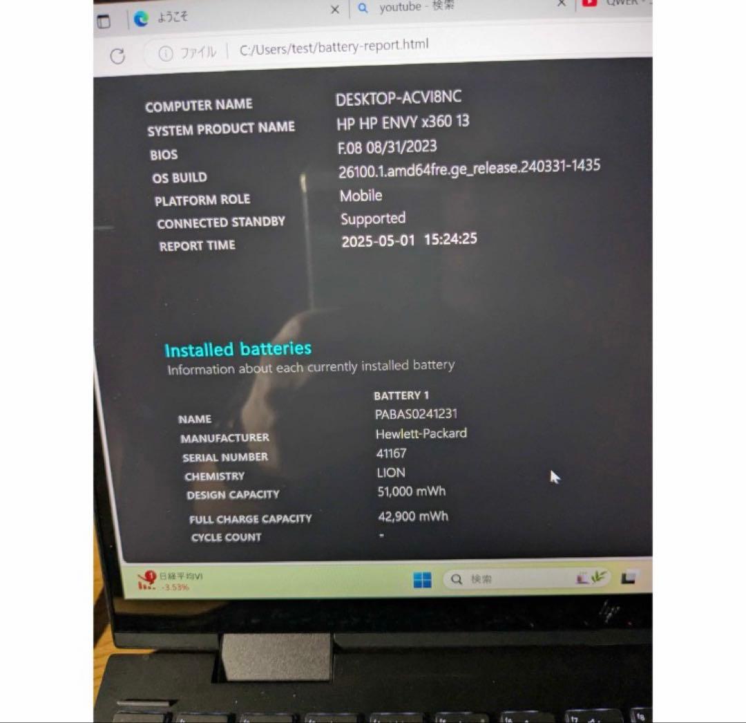 Windowsノート本体 HP ENVY x360 13-ay1052AU Ryzen 7 5800U