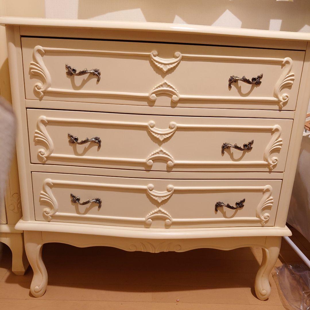 姫系アイボリー３段チェストタンス