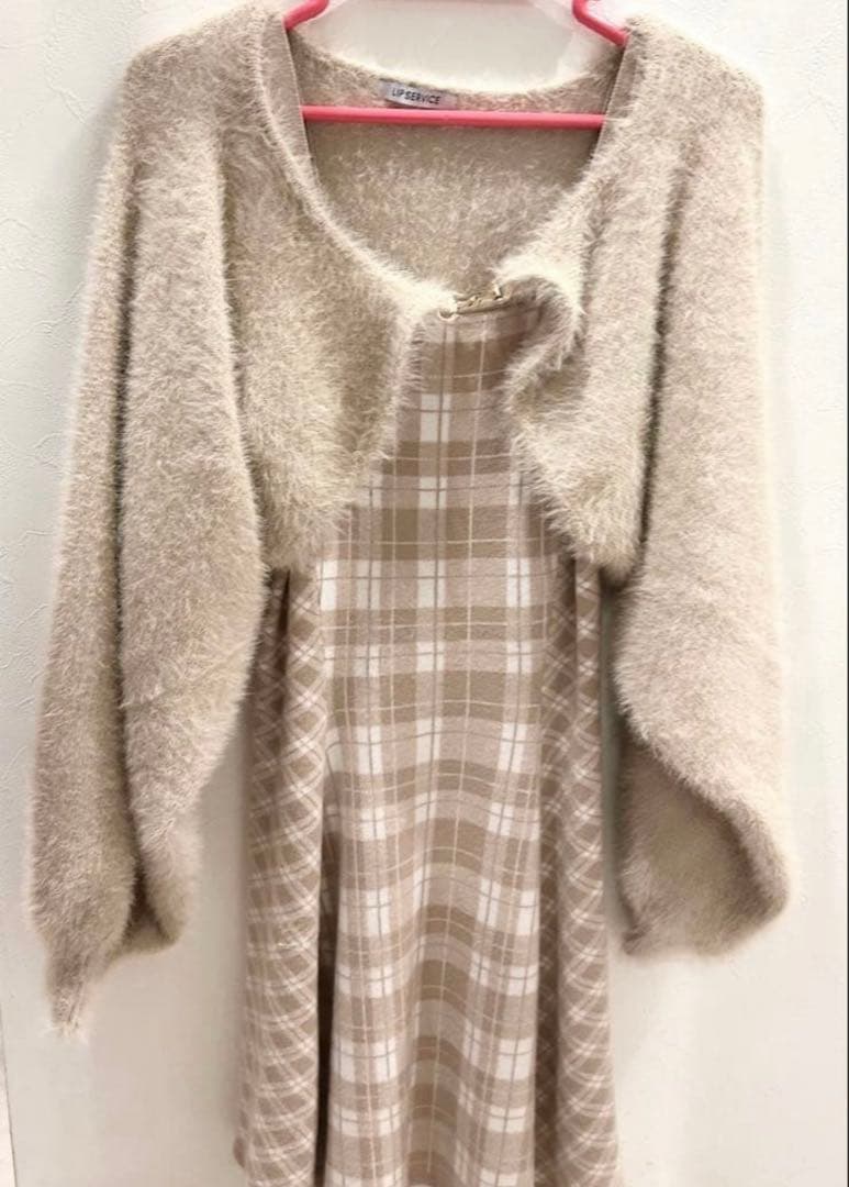 LIP SERVICE 【形が選べる】フェザーチェックアンサンブルワンピース