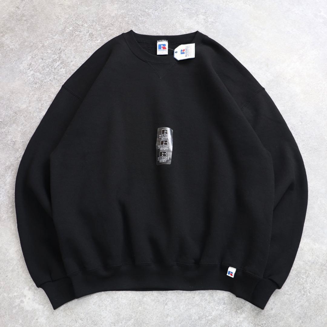 デッドストック ブラック 90s Russell ラッセル スウェット XL無地