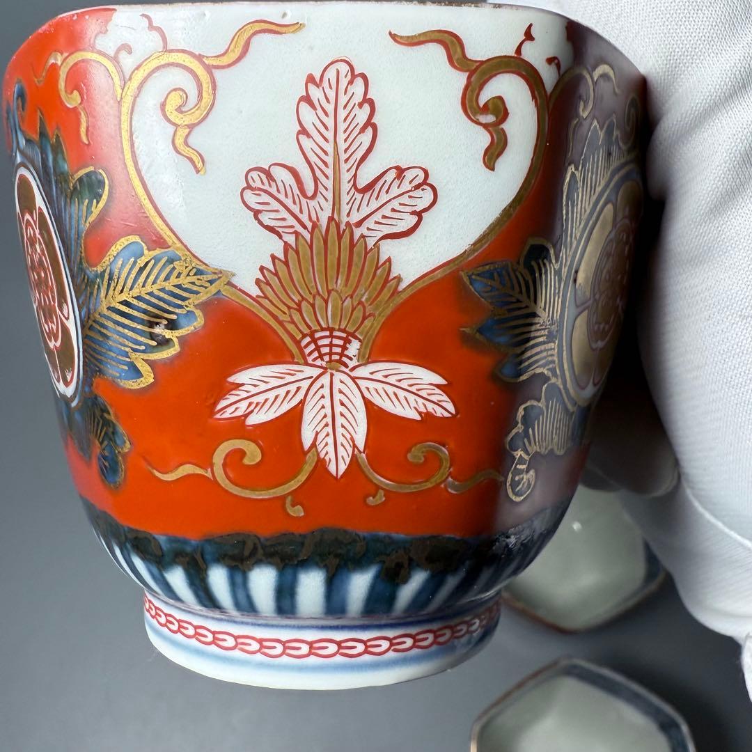 古伊万里　錦手　赤絵　六角向付　四客　小鉢　冨貴長春　器を楽しむ