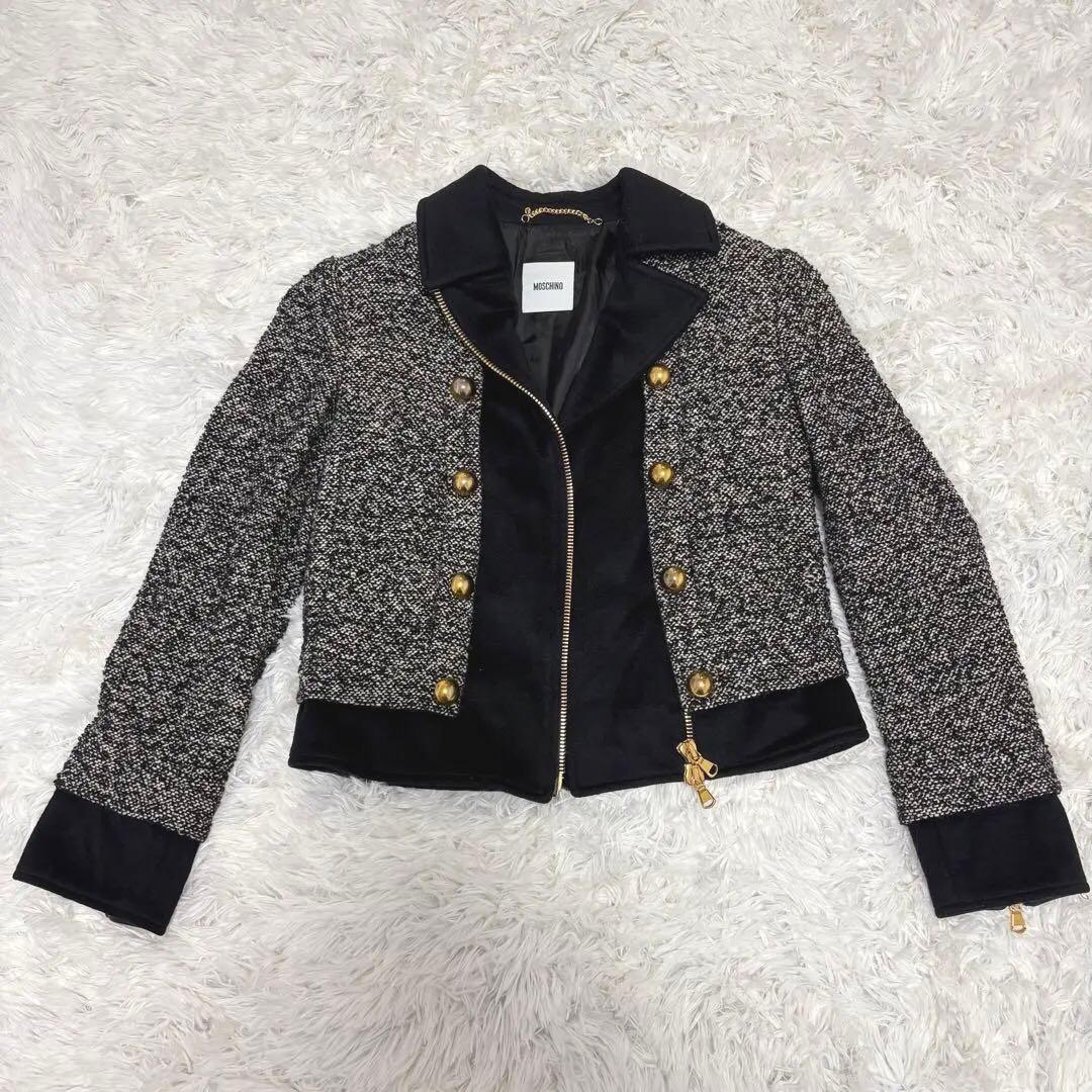 モスキーノ　ツイード調　ナポレオンジャケット　ショート丈