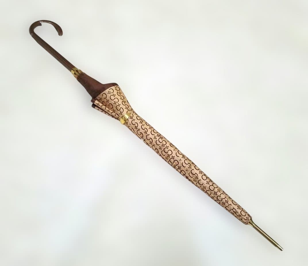 【極美品・希少】CELINE 傘 トリオンフ 総柄 ベージュ ゴールド金具