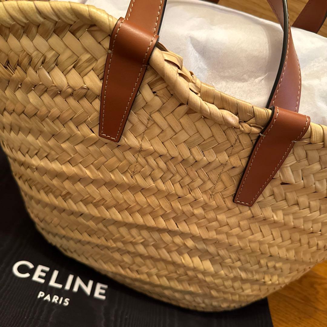 CELINE ロゴ入りストローかごバッグ
