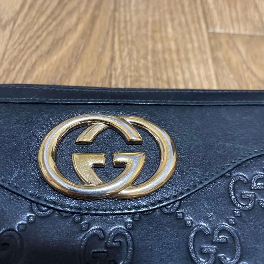 GUCCI グッチ ラウンドファスナー インターロッキング 長財布 ブラック
