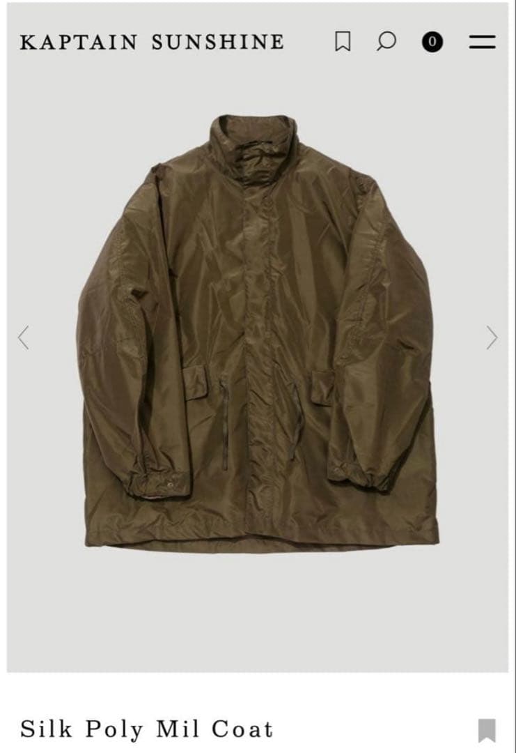 【新品】KAPTAIN SUNSHINE Silk Poly Mil Coat