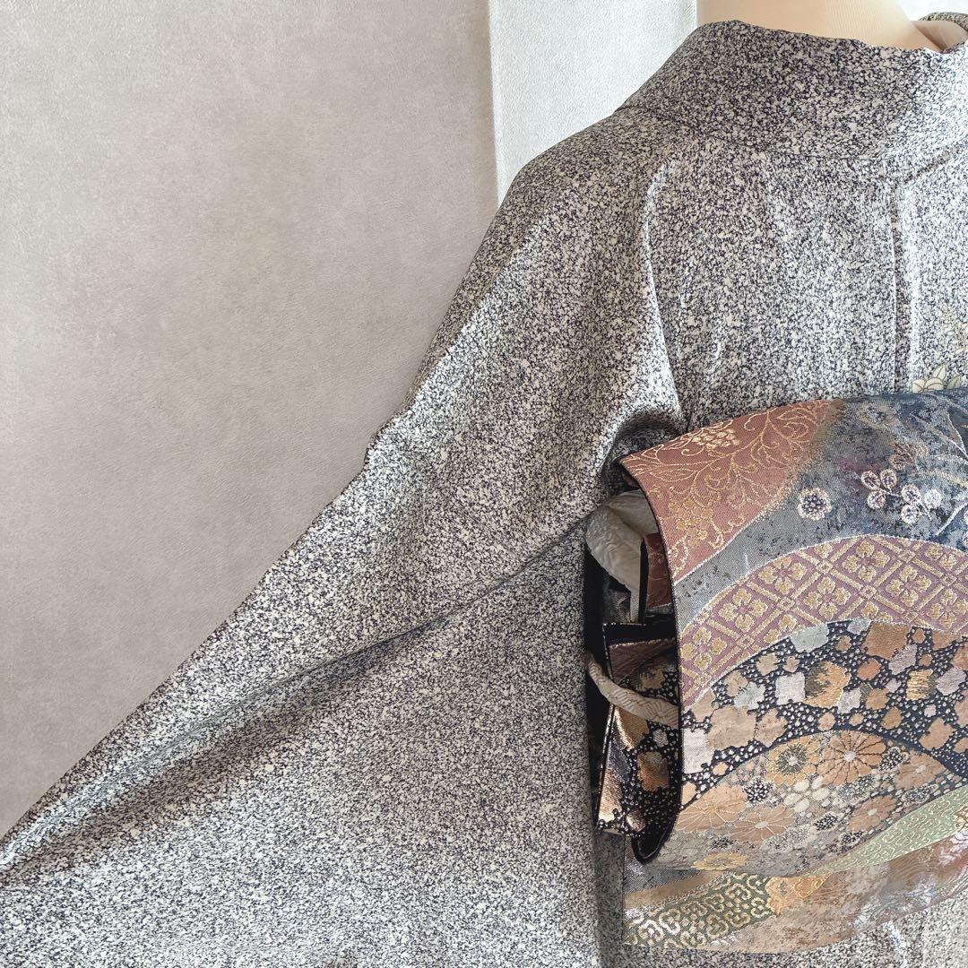 訪問着　フルセット　着物　たたき染　正絹　トールサイズ　黒　凛と優雅　J7