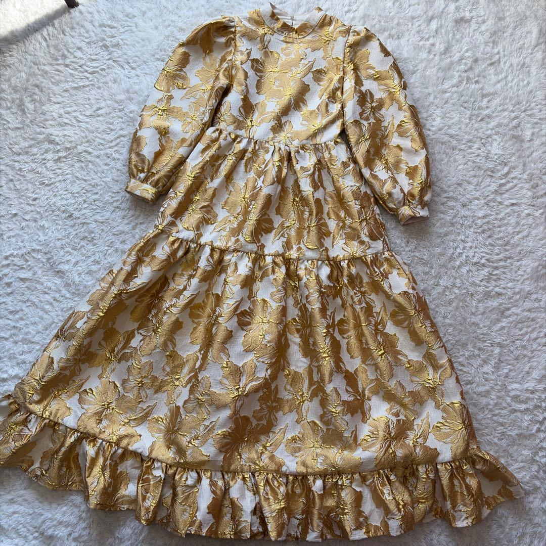 極美品✨シスタージェーン✨ジャガード マキシ丈　ロングワンピース　ティアード S