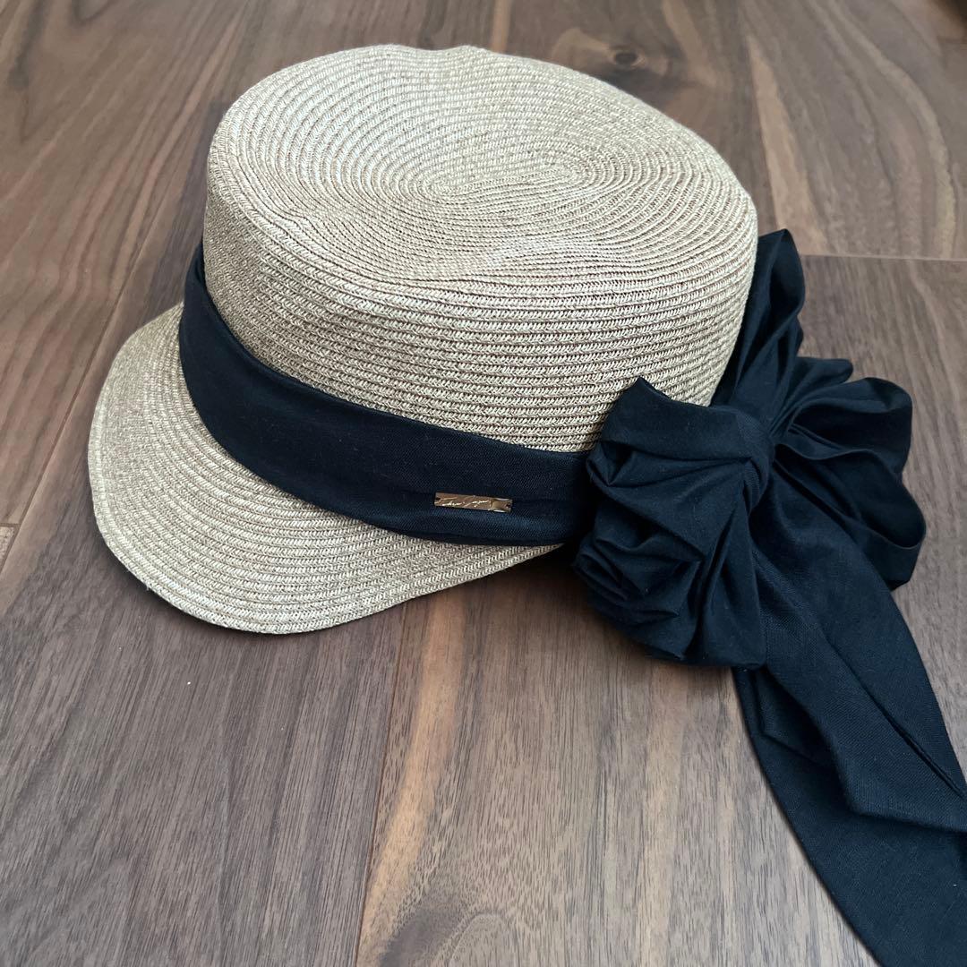 ca4la リボン付き麦わら帽子