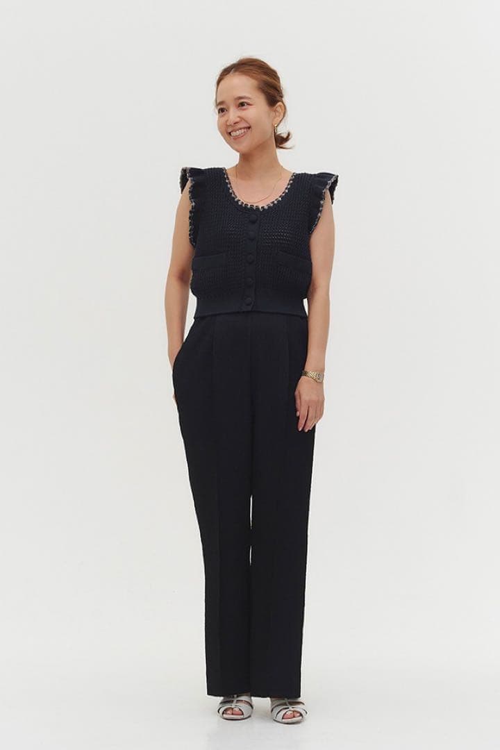 yori ヨリ 25SS クロシェニットミニジレ ネイビー 新品 タグ付き