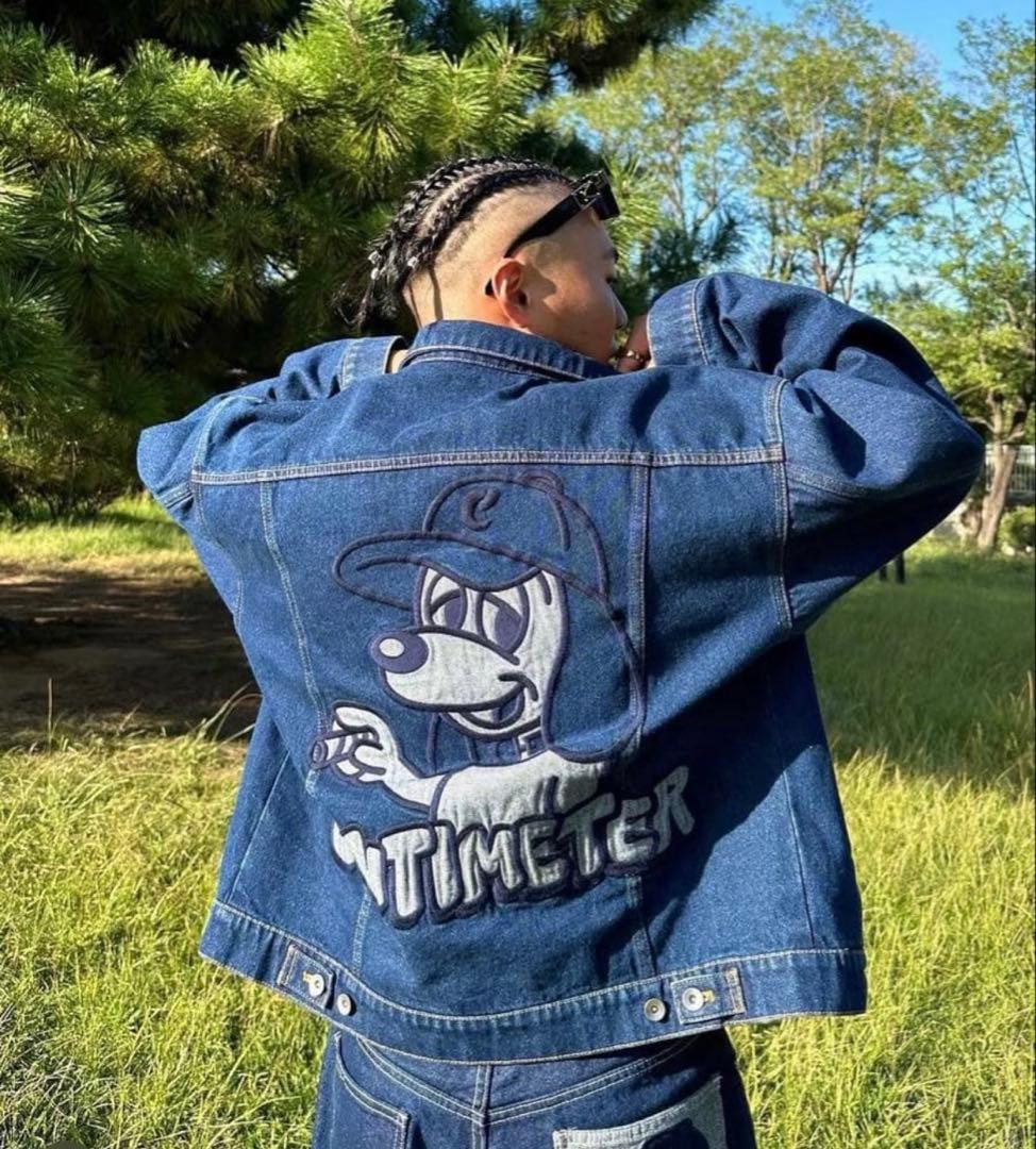 CENTIMETER デニムセットアップ L刺繍ジャケット パンツ上下セット古着