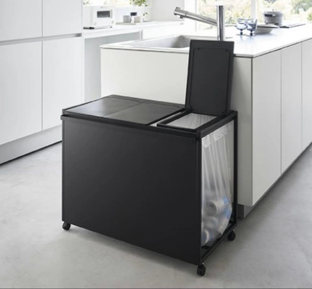 【新品未使用】蓋付き目隠し分別ダストワゴン タワー 45L 3分別
