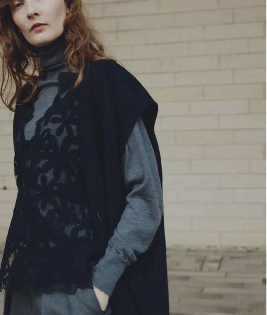 【美品】SALON adam et rope フラワーモールエンブロイダリージレ