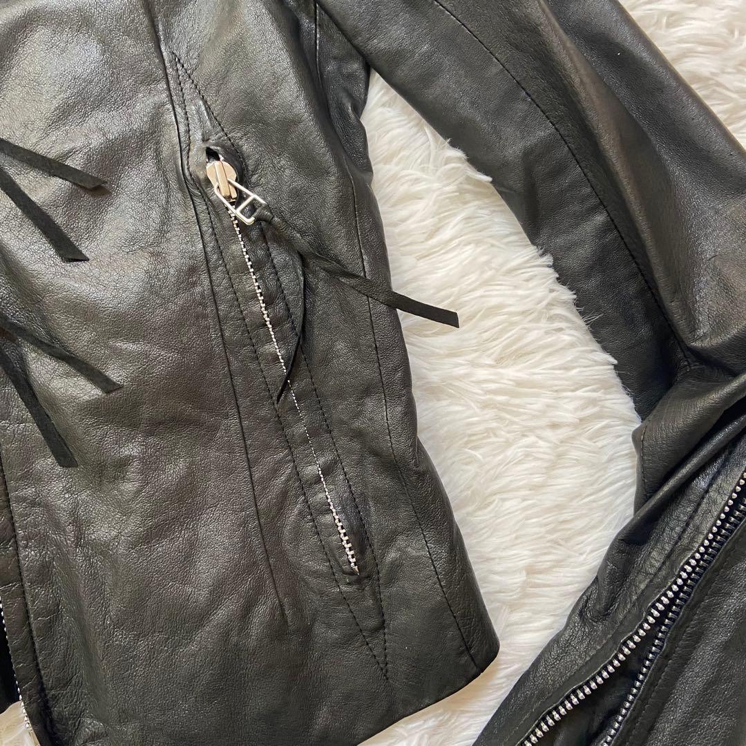 【EKAM エカム】変形 袖長 ライダース レザージャケット