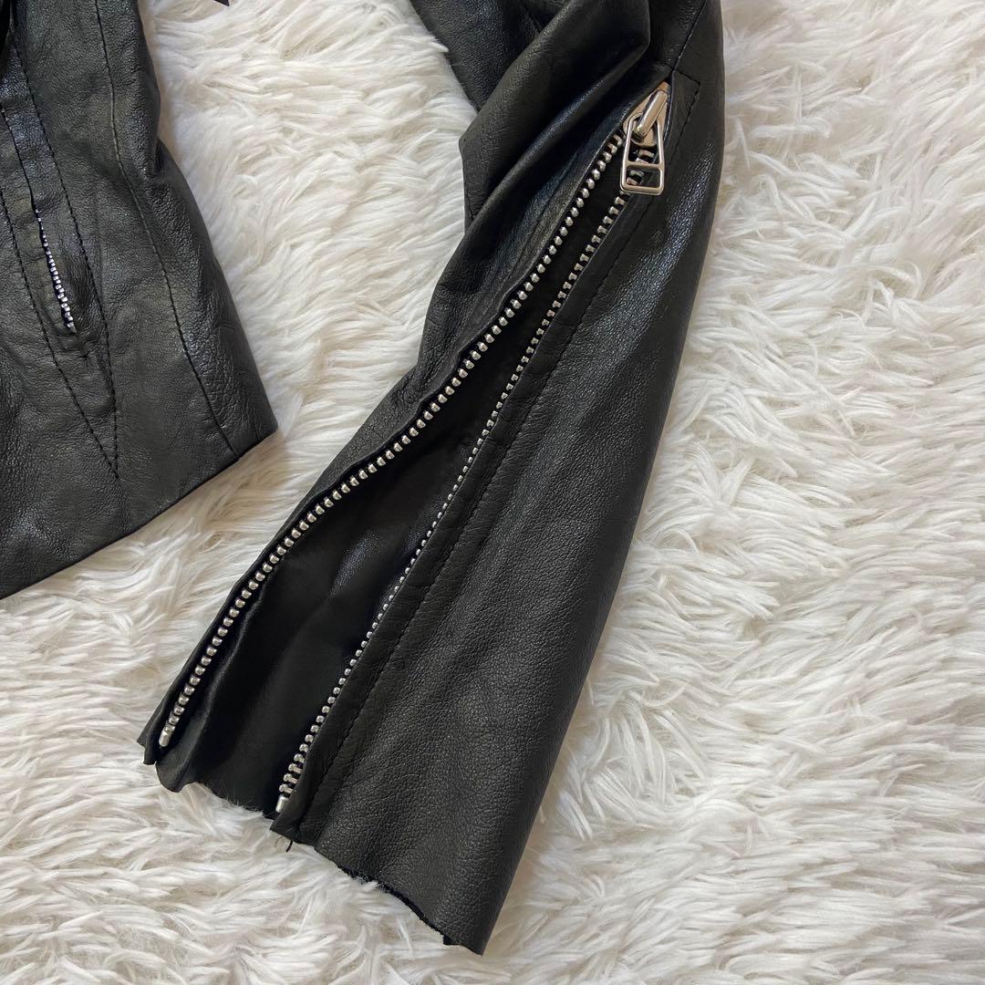 【EKAM エカム】変形 袖長 ライダース レザージャケット