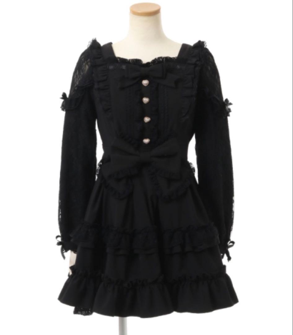 LIZLISA リズリサ ティアラリボンティアードワンピース ブラック