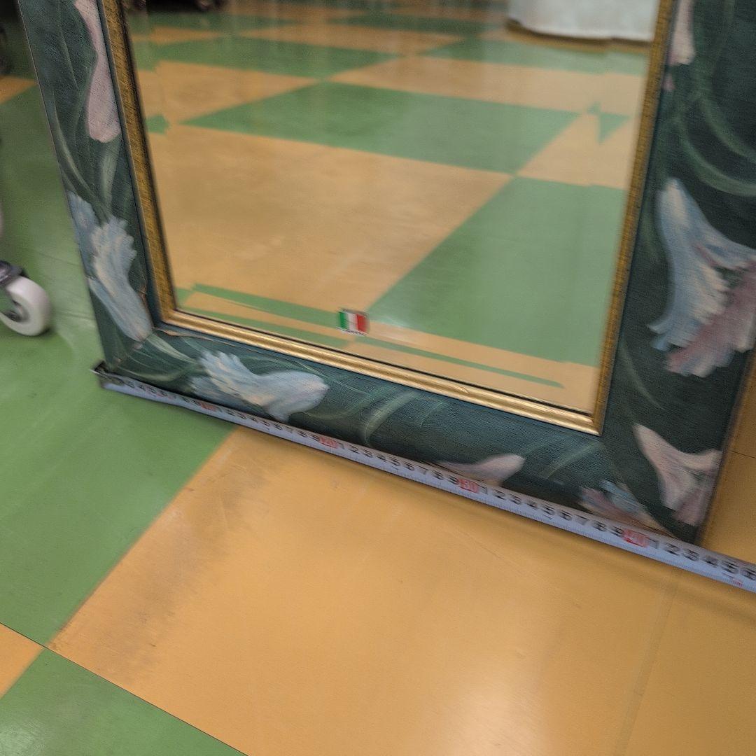 イタリア製 花柄スタンドミラー
