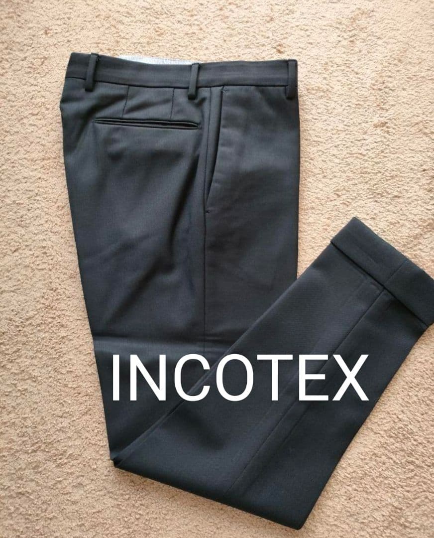 【美品】INCOTEX ダークネイビー スラックス 44
