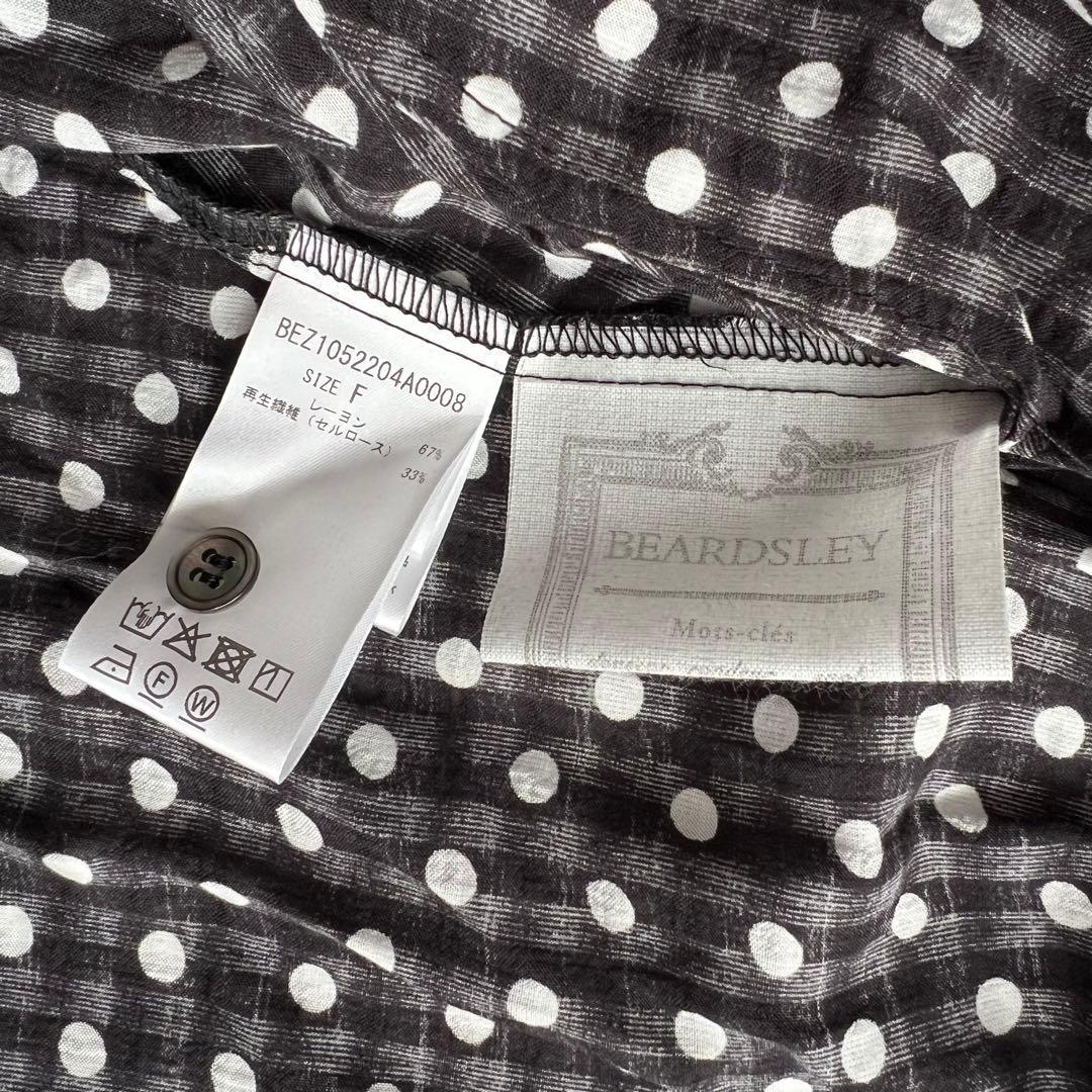 新品　BEARDSLEY ビアズリー　ドットギャザーチュニック　ブラック　F