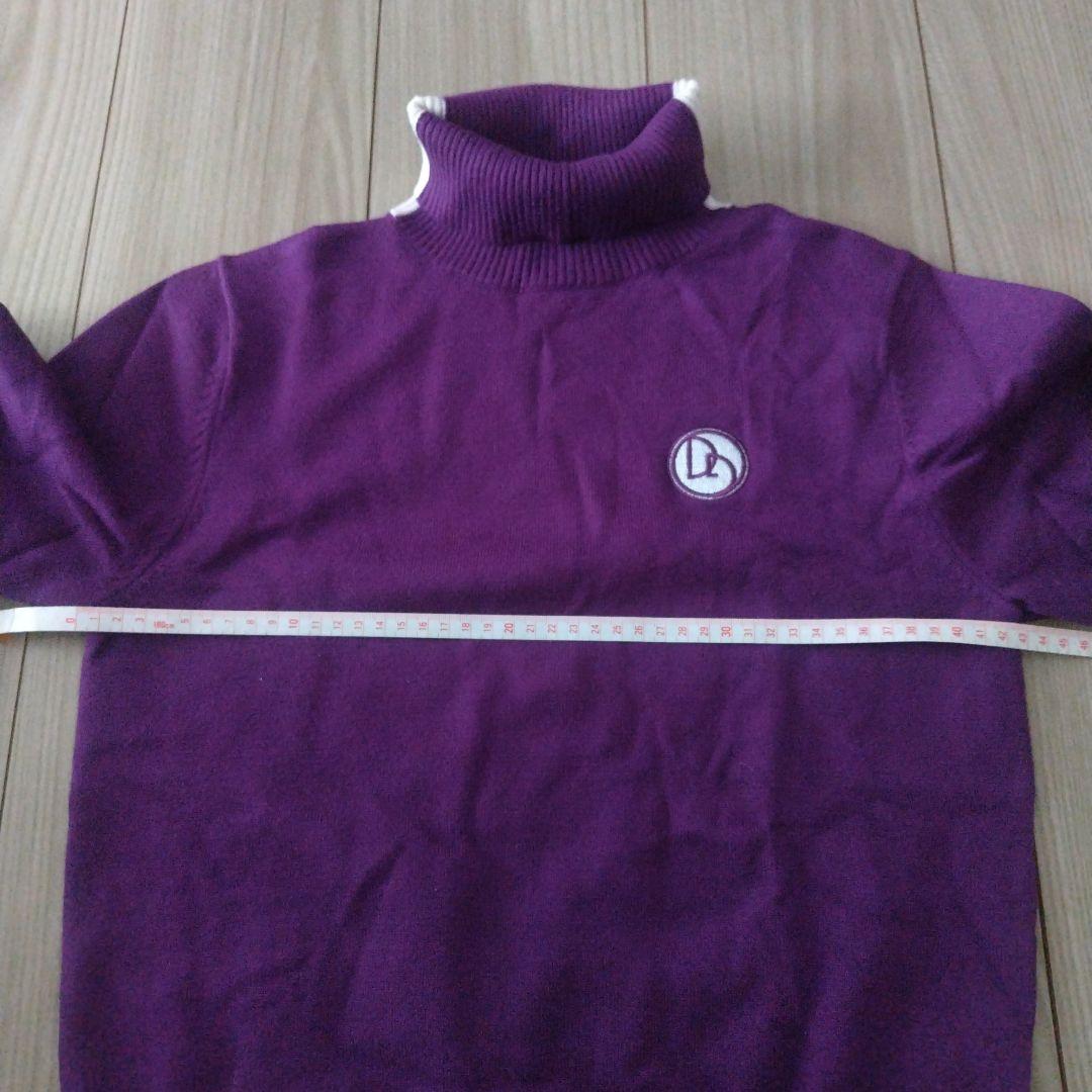 ☆デルソルゴルフ☆紫タートルセーターM 裏起毛スカートL セットアップ上下