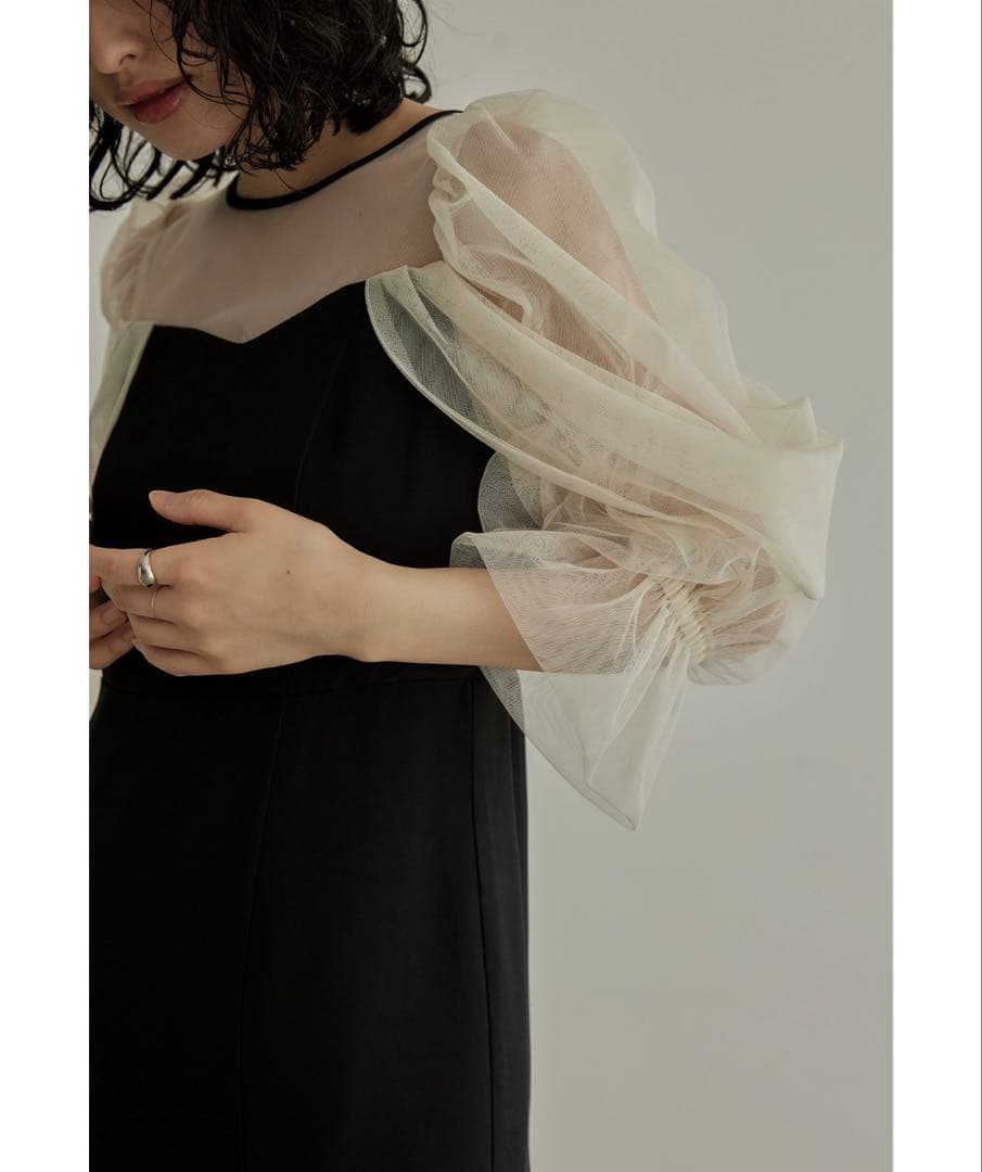 チュールオフショルダードレス