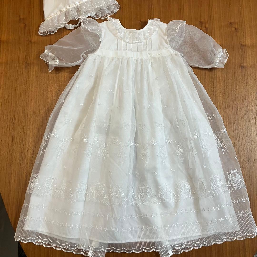 ファミリア　くま刺繍　ベビードレス　セレモニードレス