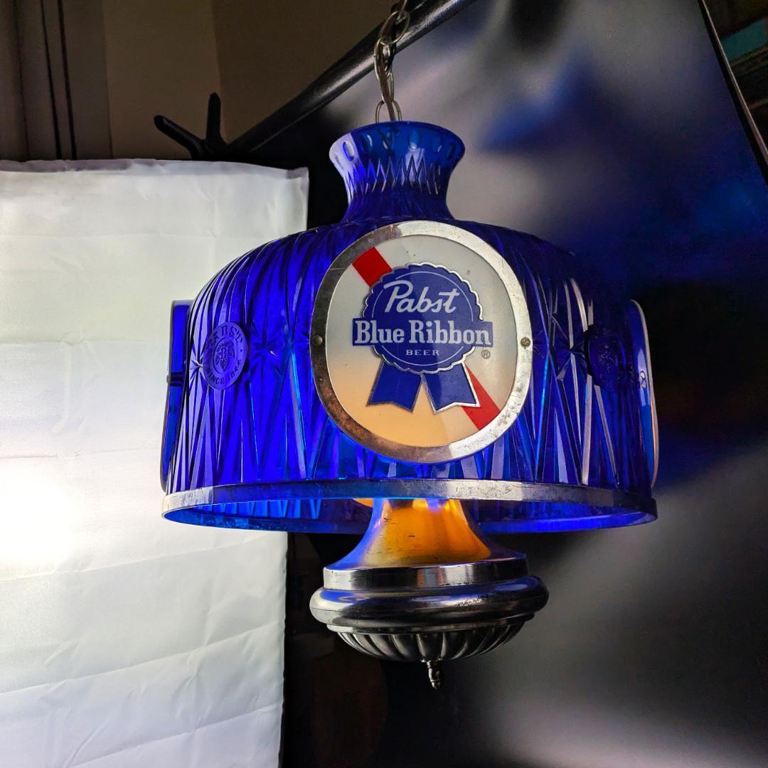 パブストブルーリボン ビンテージ照明 吊り下げライト点灯確認済 エジソン球付